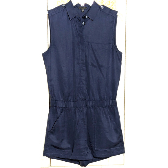 ATM Anthony Thomas Melillo Romper Womens XS Blue Shorts Sleeveless Button Front - Picture 1 of 7